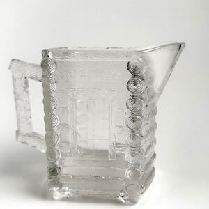 Pressed Glass Log Cabin Syrup/Creamer Pitcher